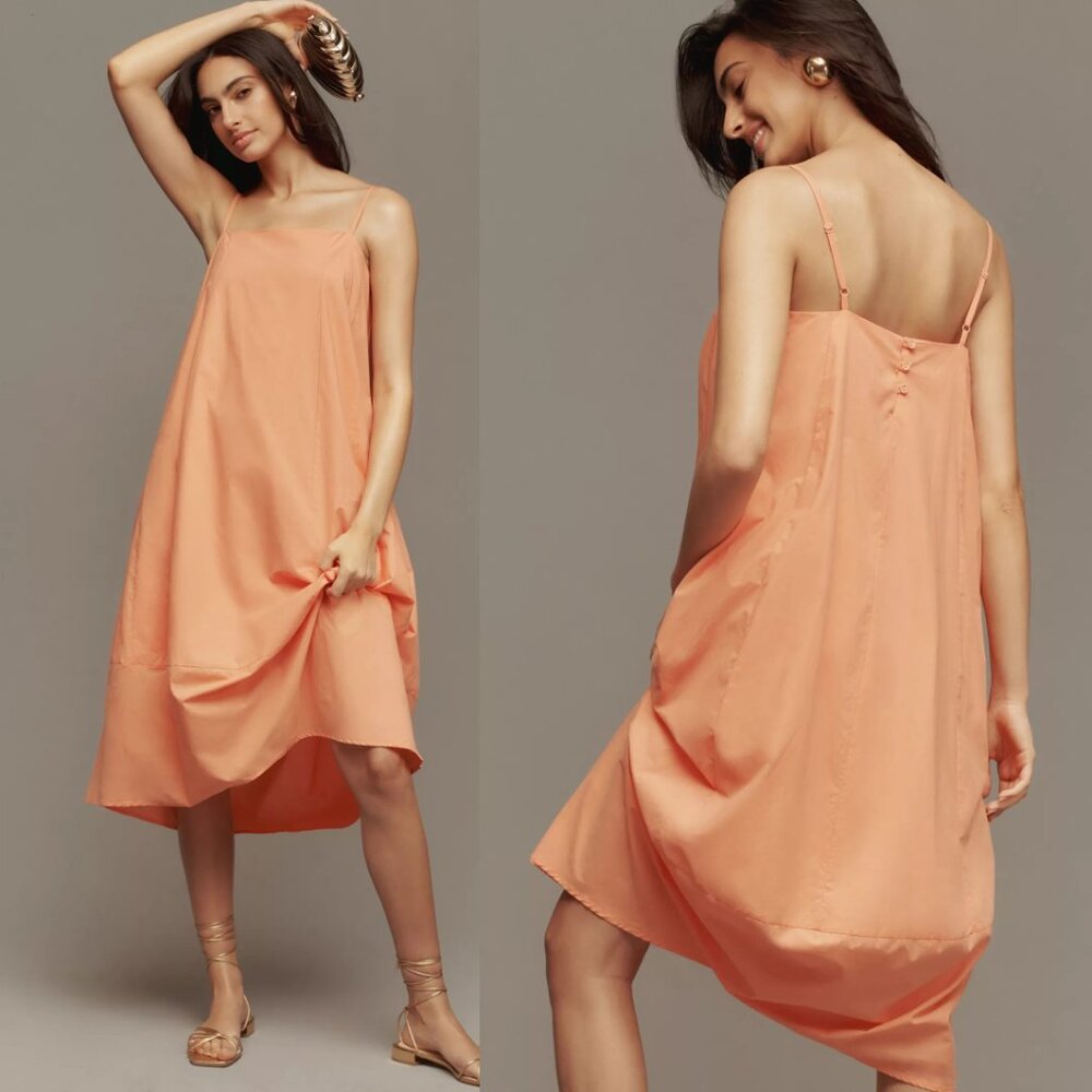 Anthropologie Soft Peach Slip Midi Dress